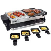 Syntrox Chef Grill RAC-1500W-Bern Edelstahl Raclette für 8 Personen mit Heißem Stein und Grillplatte