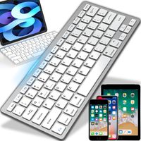 Tastatur kabellose Wireless Keyboard Bluetooth mit Tasten Natürliches Tippen 2,4 GHz Funkverbindung Kompatibel mit PC Notebook Laptop Weiss Retoo