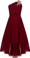 Elegantes Ein-Schulter Hochzeitskleid für Mädchen | Festliches Blumenmädchenkleid | Lang, ideal für Abendveranstaltungen | Größe 158-164 cm