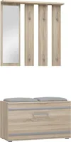 CDF Garderobe OPAL | Farbe: Eiche Sonoma | Großer Spiegel | Kleiderbügel | Geräumiger Schuhschrank | Ideal für Diele, Flur | Praktische Ablagen