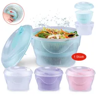 Salatschleuder Kunststoff Salattrockner 4 Liter mit Deckel Ø 23 cm Salatschüssel mit Kurbel & Siebeinsatz Salat Schleuder
