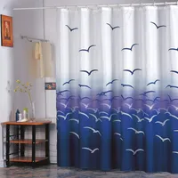 MSV Anti-Schimmel Duschvorhang - Anti-Bakteriell, waschbar, wasserdicht, mit 12 Duschvorhangringen - Polyester, „Möwe“ 180x200cm