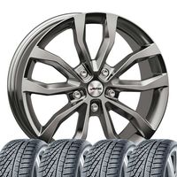 4 kompletne koła zimowe Uteca 8x18 ET 45 5x112 srebrne tytanowe z oponami 225/50 R18 99V Continental WinterContact TS 870 P XL FR do VW Tiguan