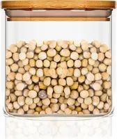 bambuswald© 700ml Vorratsglas | Aufbewahrungsglas mit luftdichten Deckel aus 100% ökologischen Bambus - Glasbehälter ideal für Tee Kräuter Kaffee Vorräte Müsli Pasta - spülmaschinenfest