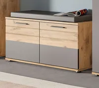 Garderobe Sitzbank "Tomaso" Eiche und grau Garderobenbank 90 cm mit Soft-Close