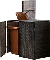 GreenYard® Mülltonnenabdeckung für 2 Mülltonnen 111 x 65 x 104 cm Rattan-Optik