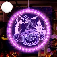 Halloweenowa dekoracja wewnętrzna, Halloweenowy kapelusz wiedźmy z dyni, Wiszące oświetlenie okienne LED z przyssawką Halloweenowa dekoracja ogrodowa Dekoracja okienna Dekoracja okienna