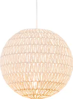 QAZQA - Design Retro-Hängelampe I Pendellampe I Pendelleuchte weiß 40 cm - Lina Ball 40 I Wohnzimmer I Schlafzimmer - Seil Kugel I Kugelförmig - LED geeignet E27