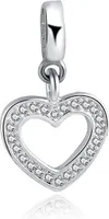 PANDACHARMS Herz mit Steinen Charm Anhänger, 925er Sterling Silber, passt zu Pandora