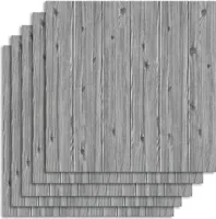 Sada 5ks - 3D Samolepiaca Tapeta v imitácii dreva, Tetovanie na stenu, Samolepiace Tapety na stenu  (35x35 cm) - INSTAWOOD Sivá