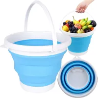 Silikonový kbelík skládací víceúčelový cestovní kbelík Camping 5L modrý