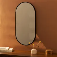 Navaris Spiegel oval groß mit Rahmen - Deko Spiegel 75x38x3cm zum Aufhängen - Wandspiegel oval -  Badezimmerspiegel Flur WC - abgerundete Ecken oben -