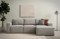 DOMO Collection Ecksofa 800 021, Couch in L-Form mit Cordstoff, Modulsofa mit Taschenfederkern, Polsterecke, 273 x 172 x 85 cm (BxTxH), platin-grau