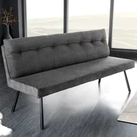 riess-ambiente Moderne Sitzbank BIG GEORGE 160cm anthrazit Samt Strukturstoff Federkern schwarz Metallbeine mit Lehne Bank Polsterbank Dekobank