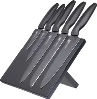 MasterClass Messerblock Agudo mit 5 Messern, schwarz magnetisch