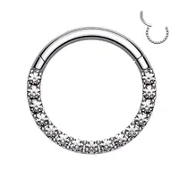 Taffstyle Piercing Septum Clicker Hochwertiges Septum Piercing Nase Ohr Segment Ring Clicker Scharnier Kristalle, Silber / 1,2mm / 6mm