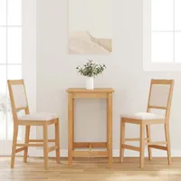 vidaXL Barhocker mit Kissen 2 Stk. Natur Massivholz Gummibaum