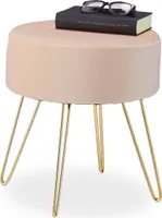 relaxdays Samt Hocker mit Haarnadelbeinen