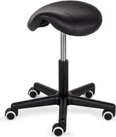 Habys Rollhocker, Sattelhocker, Höhenverstellbar, Arbeitshocker, Drehstuhl, Drehhocker, Kosmetikhocker, Praxishocker, Bürohocker, Lumo Schwarz
