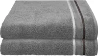 Schiesser Frottier Duschtuch Skyline Color im 2er Set | 100% Baumwolle aus nachhaltiger Produktion | saugstark, weich, farbecht | 70x140cm | Dunkelgrau | Anthrazit