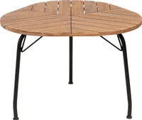 BELIANI Gartentisch Hellbraun Akazenholz Rund ⌀ 120 cm mit Schirmloch Standfuß Lattenoptik Runstikales Design Outdoor Terrasse Garten