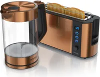 Arendo Frühstücksset, 2200W Wasserkocher / Edelstahl Toaster, Kupfer