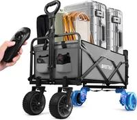 Elektrische Bollerwagen faltbar mit Fernbedienung & 14,4V Steckdosenbatterie kompatibel mit Makita | Lenkfunktion | 240L 90KG Traglast Breite Reifen