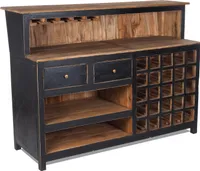 BARSCHRANK "PUREWOOD" | 150x110x55cm (BxHxT), Hausbar, Verkaufstresen | Farbe: 09 voodoo - schwarz