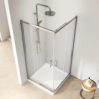 EMKE kabina prysznicowa z drzwiami przesuwnymi 100x100x195cm wejście narożne podwójne drzwi prysznicowe ESG Nano szklany parawan prysznicowy