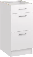 Roe Furniture | Küchenunterschrank 40 cm - Weiß - Mattweiß - 3 Schubladen - Ohne Arbeitsplatte - Unterschränke Küche - Küche - DS43