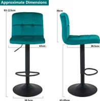 Barová stolička Set of 2 Bar Chair Fabric Velvet Fabric Petrol DH0855