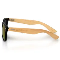 Navaris Holz Sonnenbrille UV400 - Uni Damen und Herren Brille mit Bambus Bügeln - Holzbrille mit Etui - unterschiedliche Farben