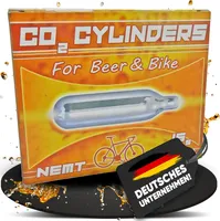 10 NEMT 16g Co2 Bierkapseln and Bikekapseln für alle Bierzapfanlagen mit 16g Kohlensäurekapseln ohne Gewinde kompatibel auch zu CO2 Kartuschenpumpe Fahrrad Minipumpe ohne Gewinde