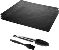 bremermann Grillmatten-Set | 4 Stk | inkl. Pinsel | Zange & 50 x 40 cm