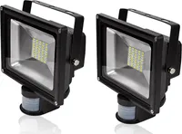 Greenmigo  2pcs 50W LED Fluter SMD Strahler mit PIR Bewegungsmelder,120° Fluter IP65 Wasserdicht Aluminiumkörper Schwarz Warmweiß