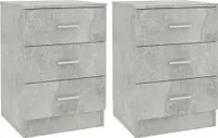 vidaXL Nachttische 2 Stk. Betongrau 38x35x56 cm Holzwerkstoff