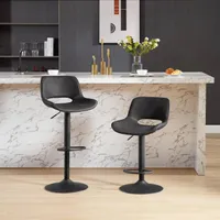 WOLTU 1×Barhocker höhenverstellbar, Kunstleder, Drehhocker aus Metall, Anthrazit