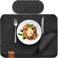 Rechteckige Tischsets aus Filz in Anthrazit – 12 Stück – Tischset abwaschbar – 44 x 32 cm Untersetzer aus Filz – Tischuntersetzer und Glasuntersetzer