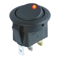 KFZ Schalter rund 3 Polig rote LED 12V 16A Ein/Aus 20mm Wippenschalter Schwarz