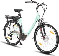 Hiland 28 Zoll Aluminium E-Bike für Damen und Herren, 250 Watt City Commuter E-Bike, 36V 7.8Ah abnehmbarer Akku mit Gepäckträger, Schutzbleche, Grün