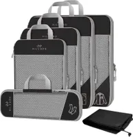 Hilvard Packwürfel Set, 6-teilig, Gepäck-Organizer, Reisewürfel, Kompressionswürfel, Packtaschen set für Rucksack & Koffer, Schwarz