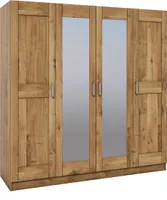 Kleiderschrank Spiegeltüren Holz Wildeiche teilmassiv Natur geölt 4-türig 4S