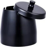 Aschenbecher für Draussen,Aschenbecher mit deckel,Winddichter Aschenbecher aus Edelstahl für das Home Office, den Desktop, die Terrasse(Schwarz 8cm)