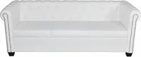 vidaXL 3-osobowa sofa Chesterfield z imitacji skóry, biała
