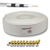 PremiumX 50m BASIC PRO Koaxialkabel 135dB 5-fach SAT Koax Kabel 10x F-Stecker