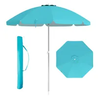 COSTWAY parasol plażowy 178 cm, parasol ogrodowy wiatroodporny UPF 50+, składany pod kątem 30°, ochrona przeciwsłoneczna z kołkiem i torbą transportową niebieski