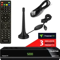 Telestar DVB-T2 Receiver + 3 Monate Freenet GRATIS + DVB-T Antenne + HDMI Kabel, HDTV, PVR Ready, HD USB Mediaplayer, HDMI (Hybrid Receiver für DVB-T2 und Kabel TV)