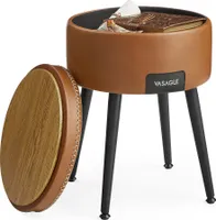 VASAGLE EKHO Kollektion - Sitzhocker, Sitzbank mit Stauraum, Sitztruhe, Kunstleder, Nähte, Mid-Century-Stil, modern, rund, Stahlbeine