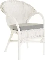 KRINES HOME Stapelbarer Rattansessel Rattan Sessel Lounge Rattanstuhl mit Armlehne Clubsessel Wintergartensessel (mit Kissen, Weiß)