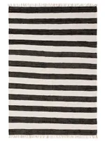 Teppich aus recyceltem Material Tom Schwarz/Weiß 160x230 cm Wohnzimmer Rechteckig Einfarbig Modern Kurzflor benuta Skandinavisch